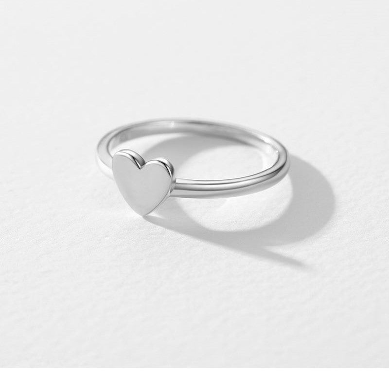 S925 Silver Glossy Heart-shaped Ring