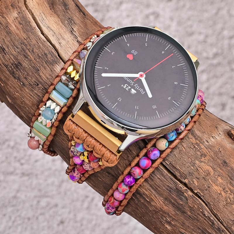 Boho Wrapped Stone Bead Woven Watch Band