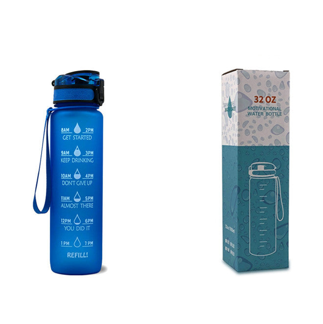 1L Tritan Water Bottle with Time Marker and Bounce Cover: Leakproof Sports Fitness Companion