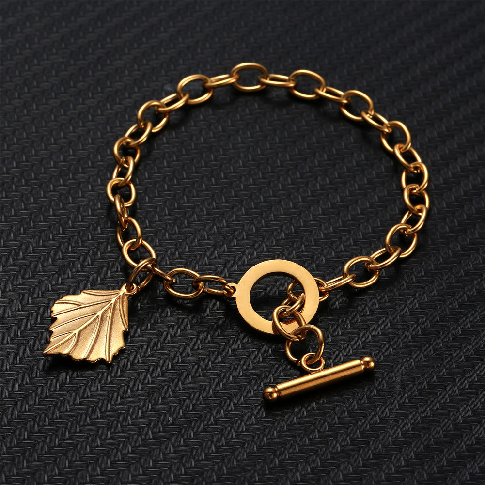 Thick Chain Leaf Bracelet - Kaldas Online Shopping