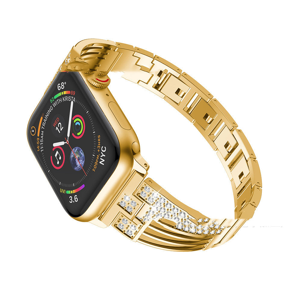 Stainless Steel Rhinestone Watch Band