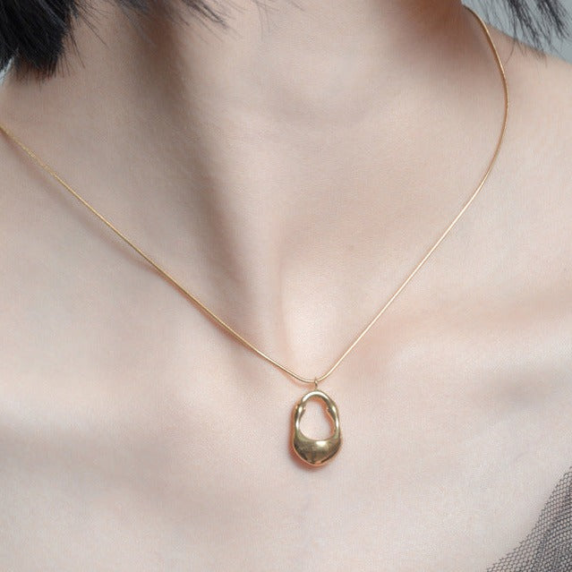 Stainless Steel Hollow Oval Necklace - Kaldas Online Shopping