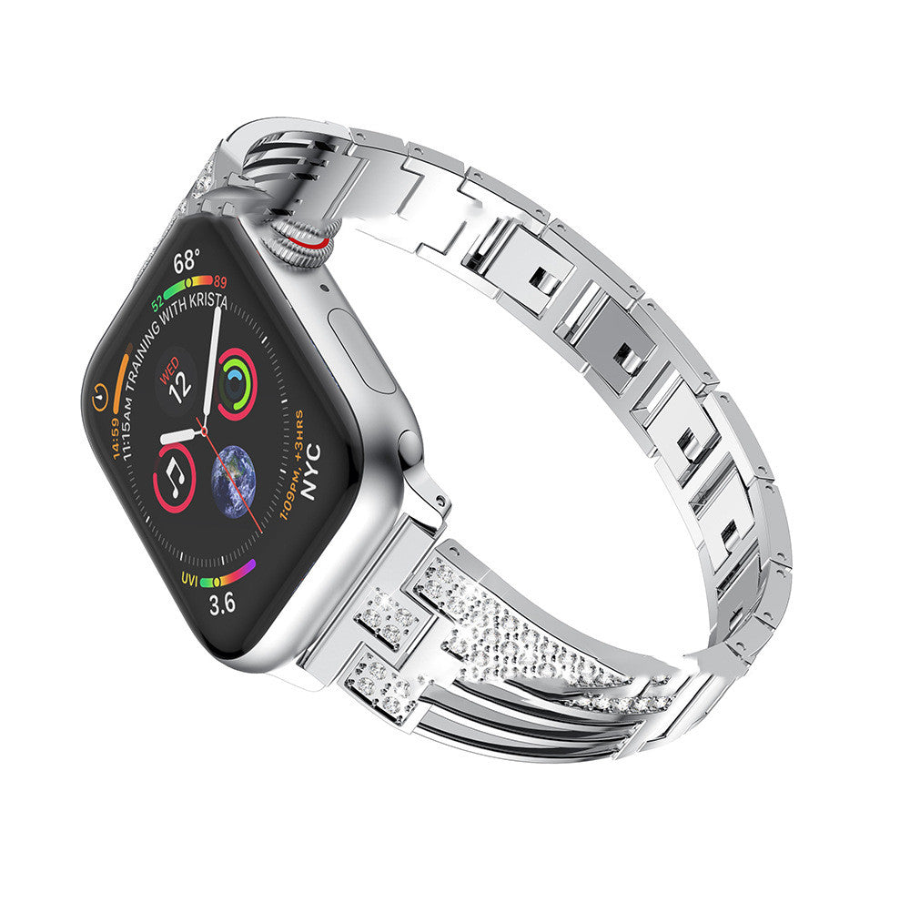 Stainless Steel Rhinestone Watch Band