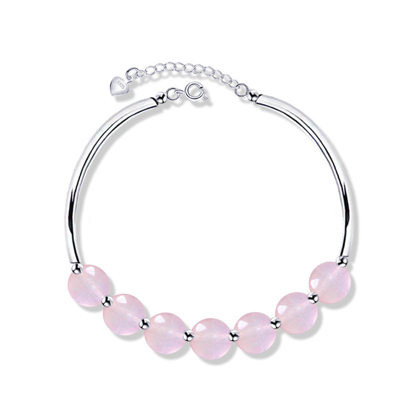 925 Sterling Silver Natural Crystal Masonite Bracelet