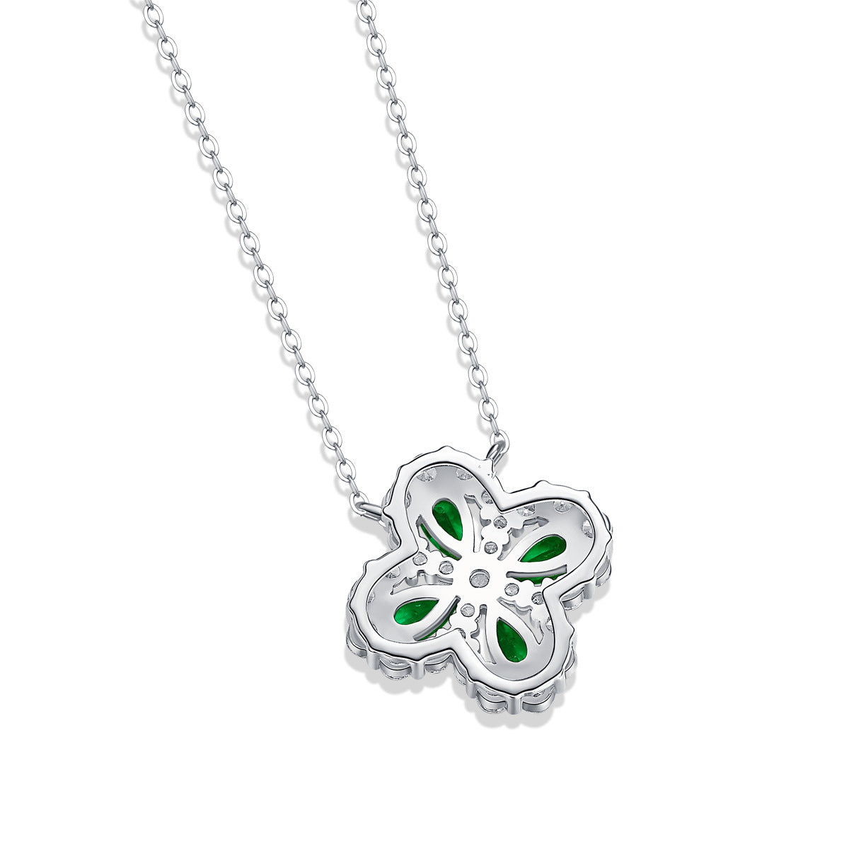 Butterfly-shaped pendant with green accents on a white background