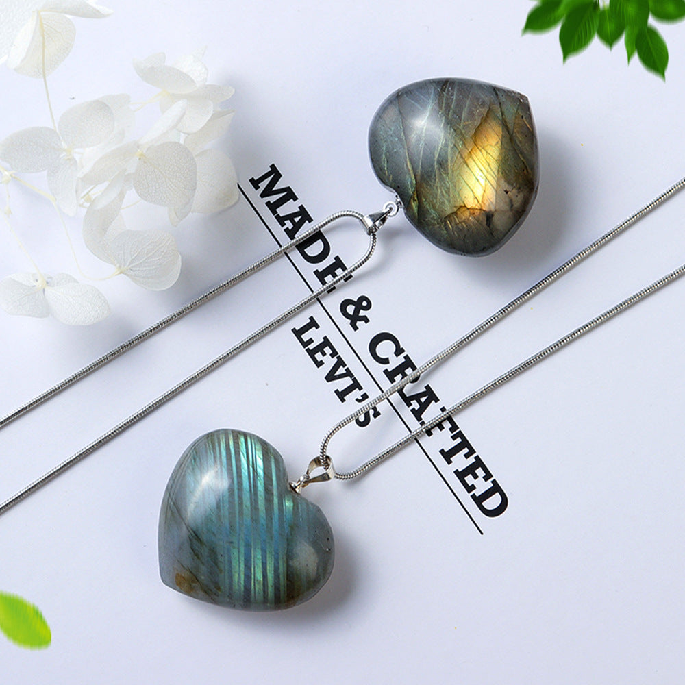 Natural Crystal Stone Heart-shaped Necklace - Kaldas Online Shopping