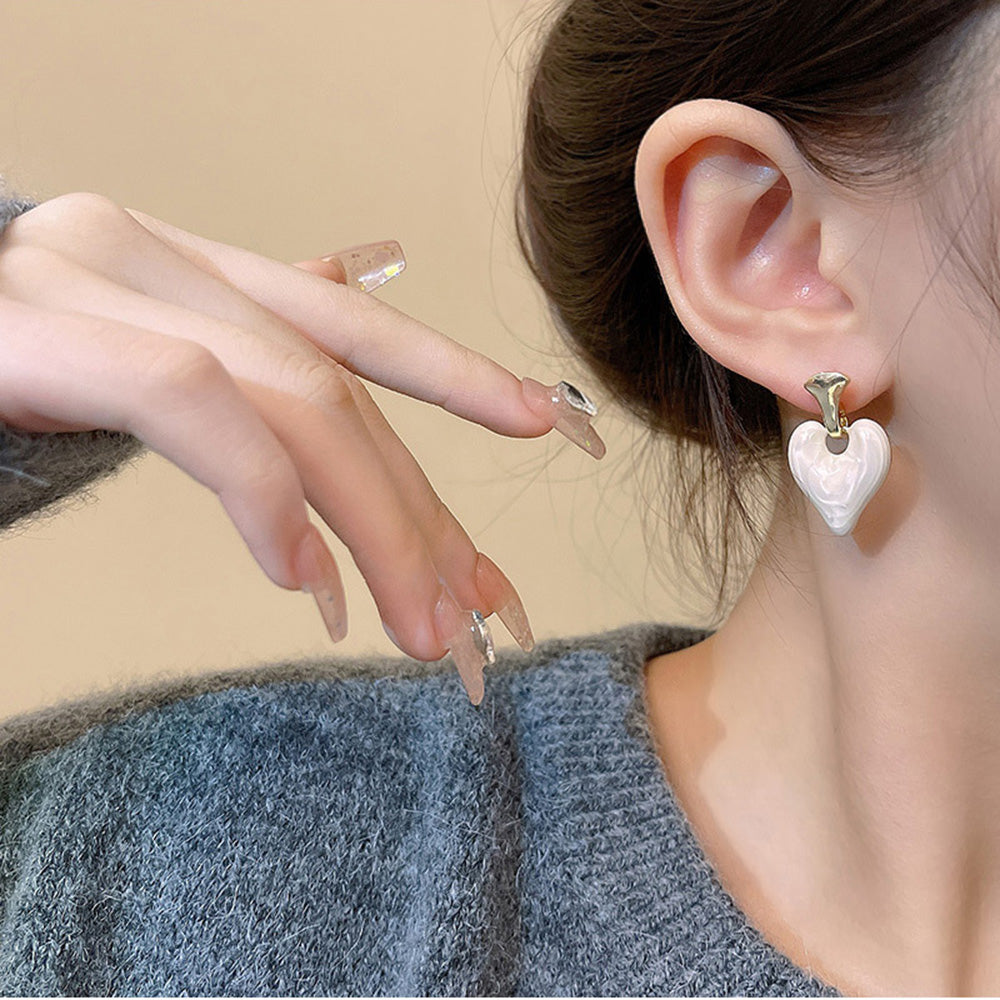 Enamel Heart Dangle Earrings