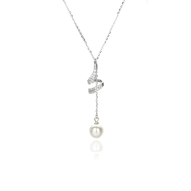 925 Sterling Silver Pearl Tassel Necklace