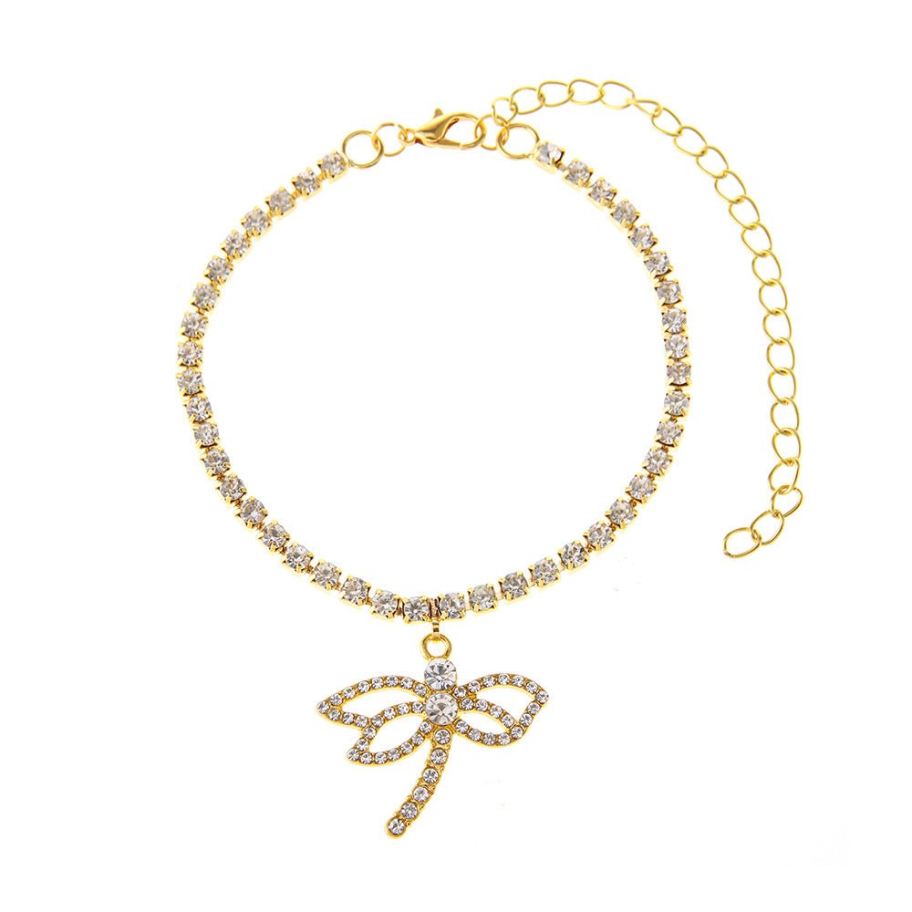 Dragonfly Rhinestone Anklet