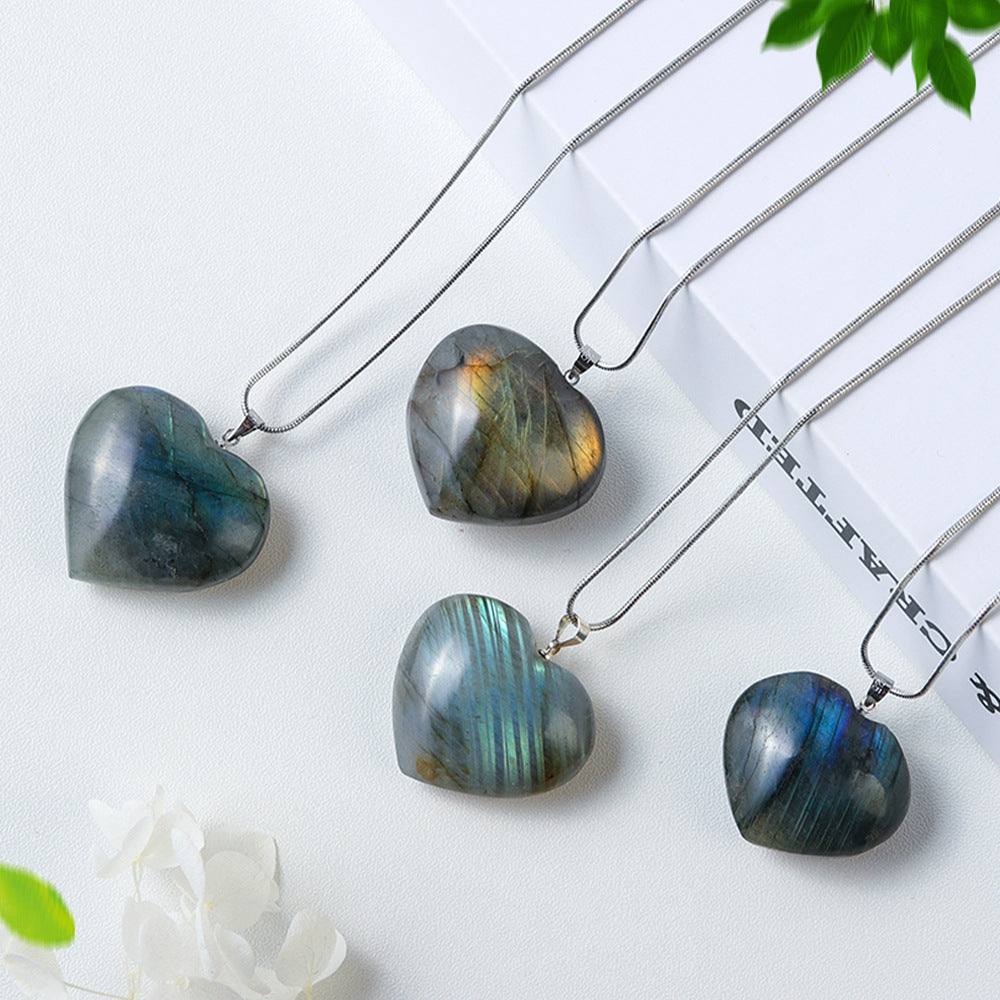 Natural Crystal Stone Heart-shaped Necklace - Kaldas Online Shopping