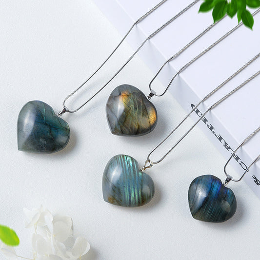 Natural Crystal Stone Heart-shaped Necklace - Kaldas Online Shopping