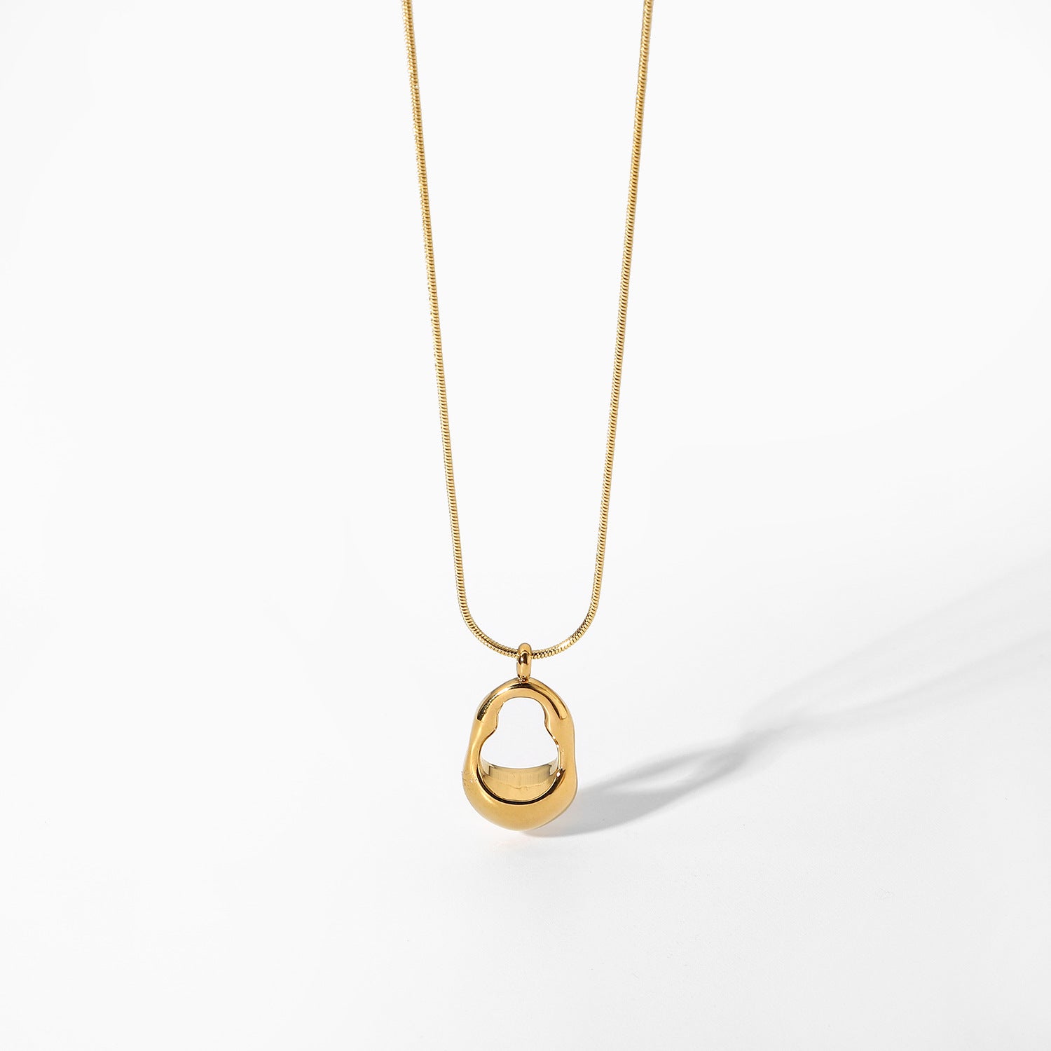 Stainless Steel Hollow Oval Necklace - Kaldas Online Shopping