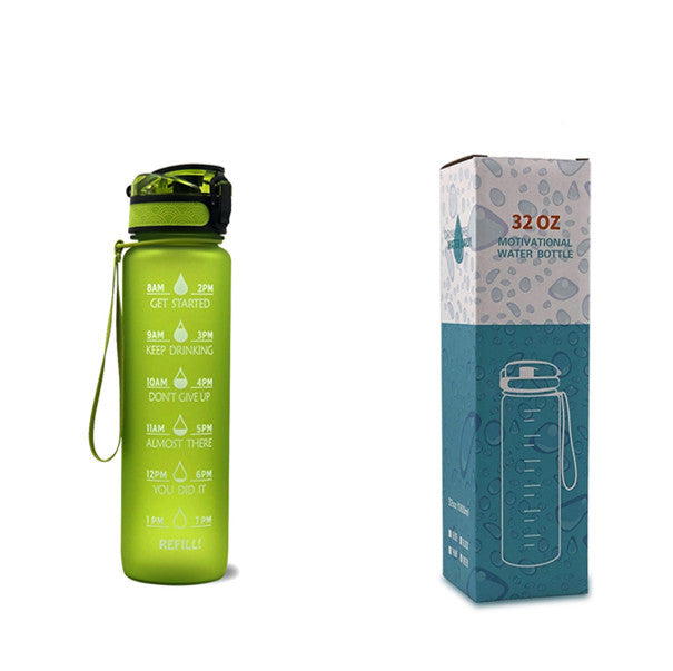 1L Tritan Water Bottle with Time Marker and Bounce Cover: Leakproof Sports Fitness Companion