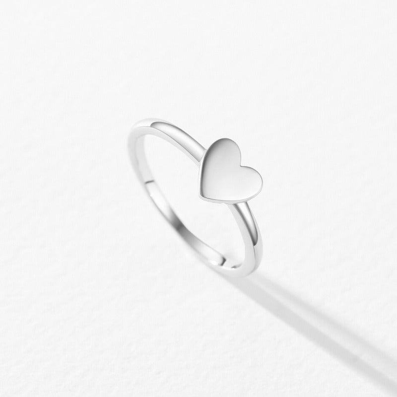 S925 Silver Glossy Heart-shaped Ring