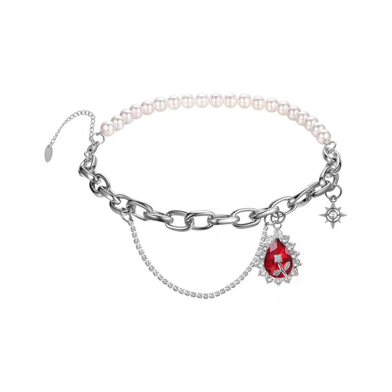 Rhinestone Pearl Necklace - Kaldas Online Shopping