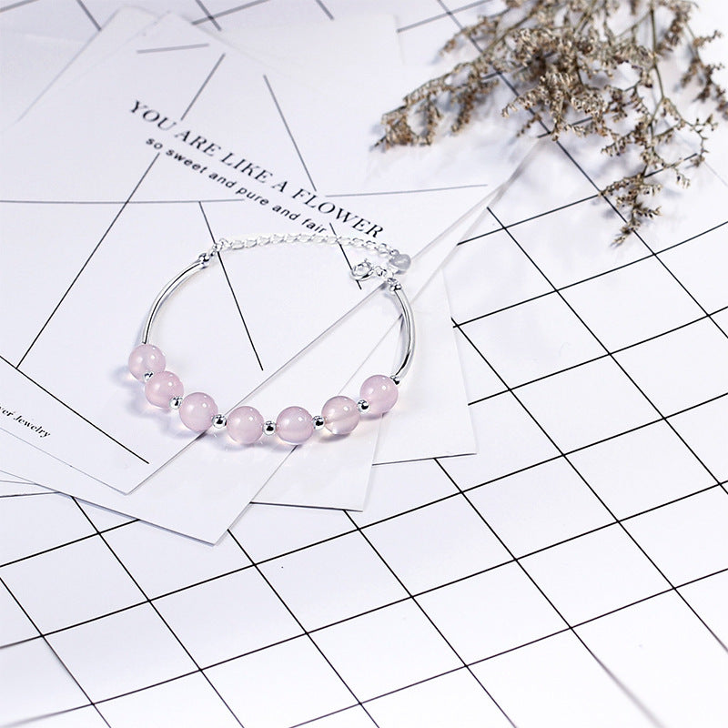 925 Sterling Silver Natural Crystal Masonite Bracelet